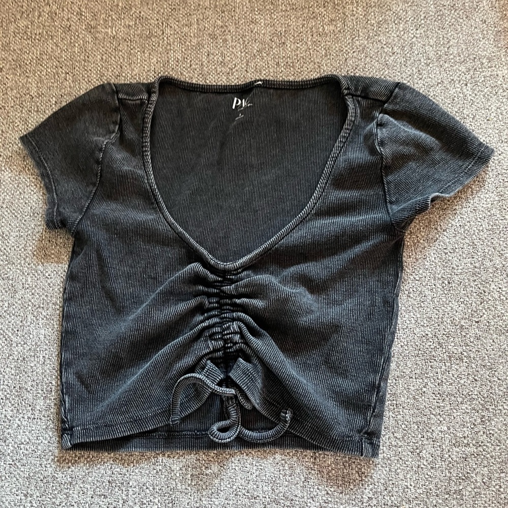 Washed Black Small apa sun Cropped Tshirt